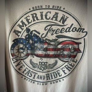 Great American Lakes & Timber,  Motorcycle, Freedom & Flag T-shirt, XXL